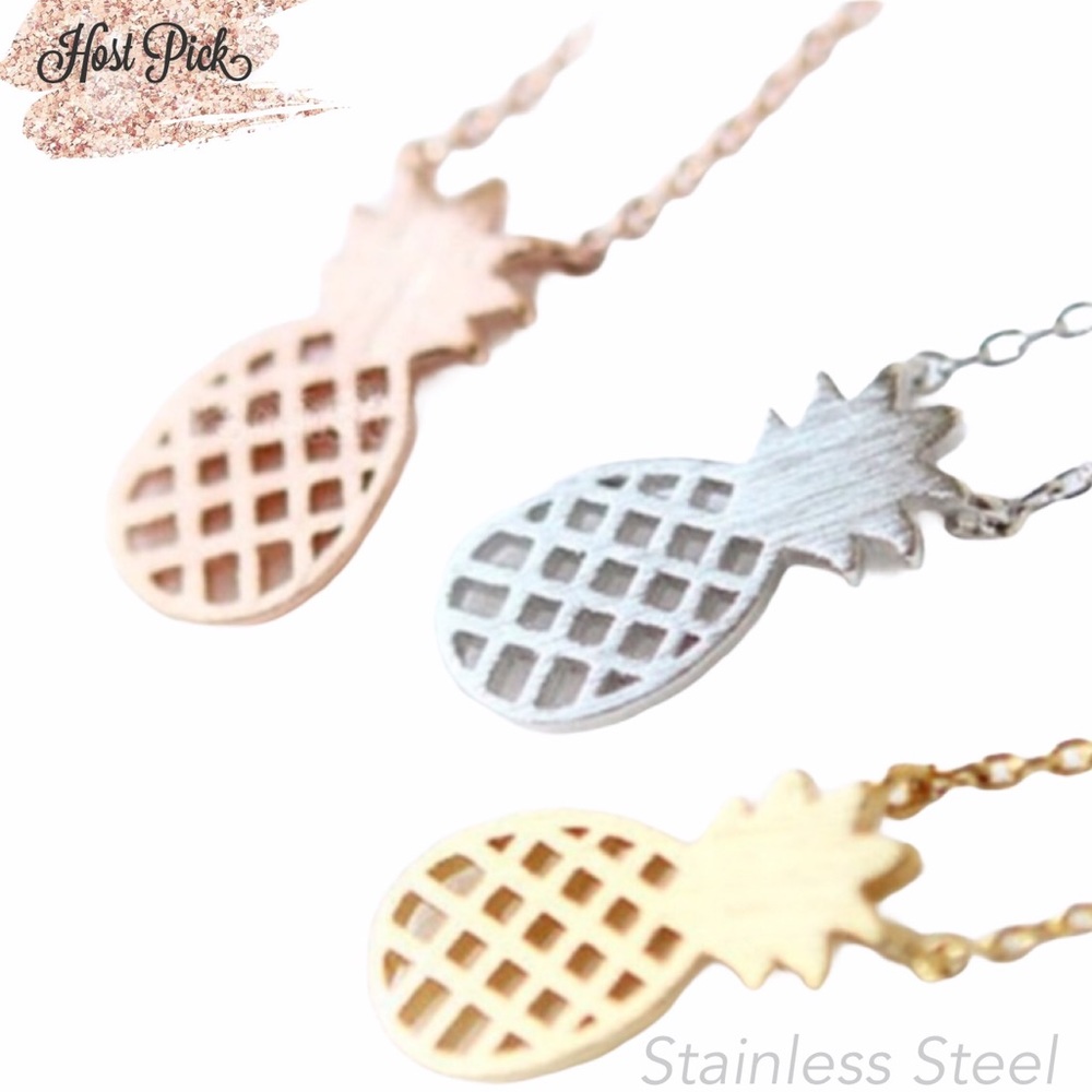 Delicate pineapple STAINLESS STEEL necklace - Picture 1 of 9